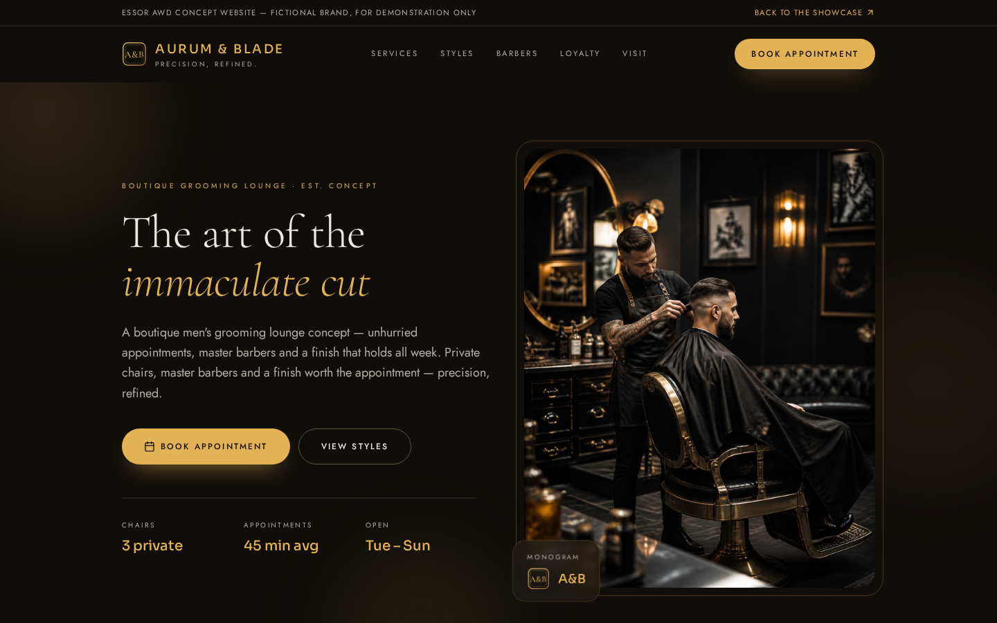 Aurum & Blade desktop preview