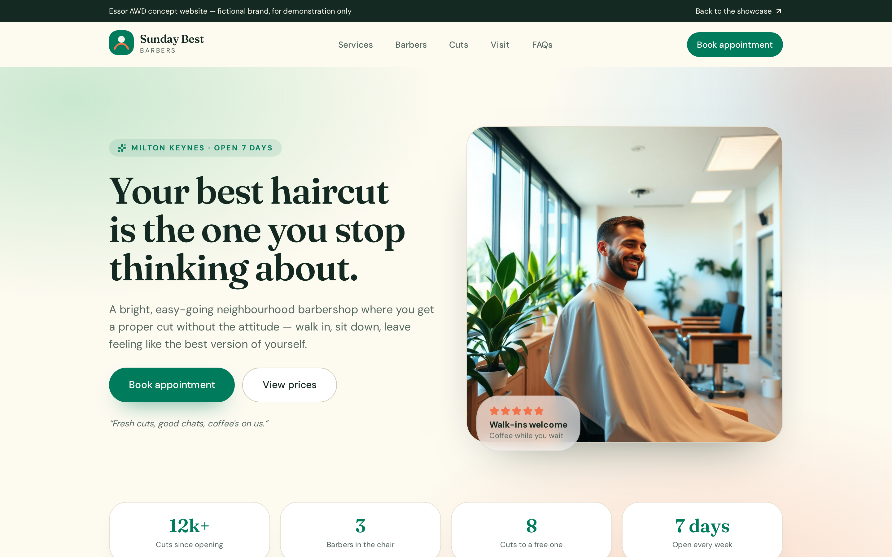 Sunday Best Barbers desktop preview